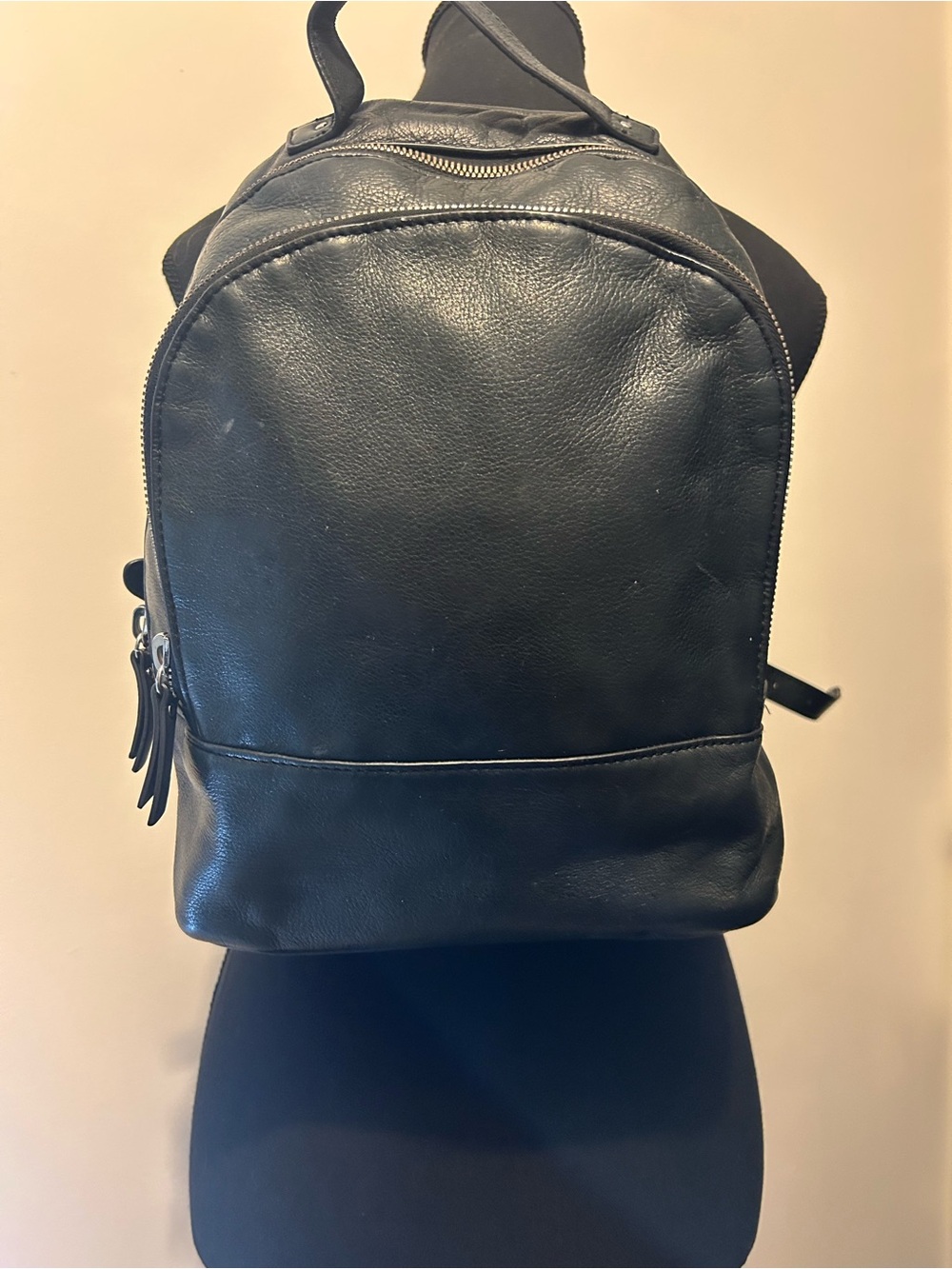 Margot Black Leather Mini Backpack